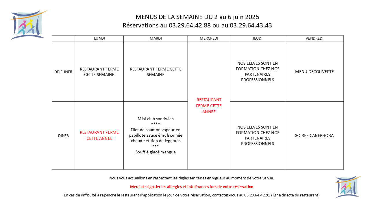 MENUS SEMAINE 23 2025 | Notre-Dame Saint-Joseph Restaurant d’application Golbey 8