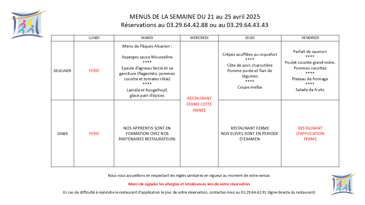 MENUS SEMAINE 17 2025 | Notre-Dame Saint-Joseph Restaurant d’application Mirecourt 2