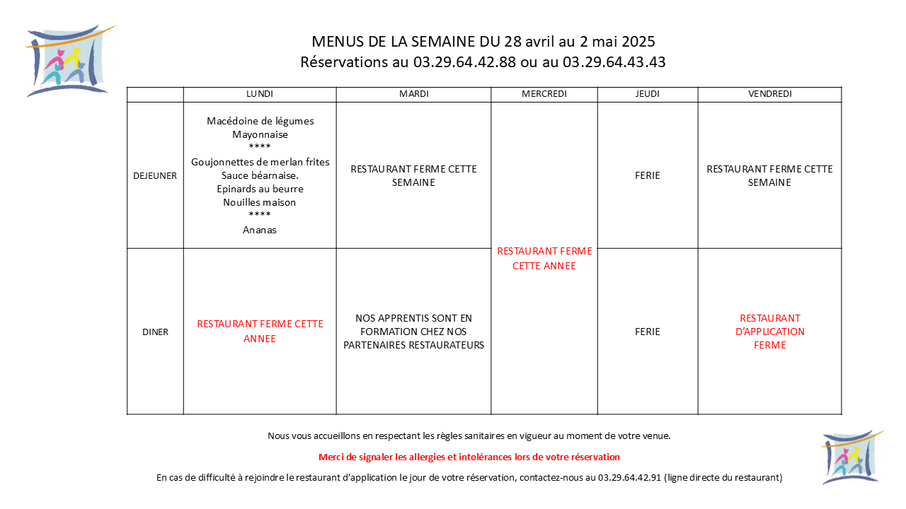 MENUS SEMAINE 18 2025 | Notre-Dame Saint-Joseph Restaurant d’application Saint-Nabord 3
