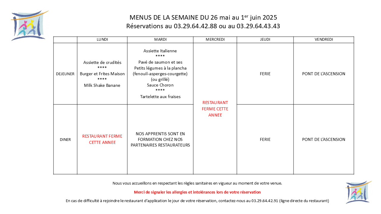 MENUS SEMAINE 22 2025 | Notre-Dame Saint-Joseph Restaurant d’application Vagney 7