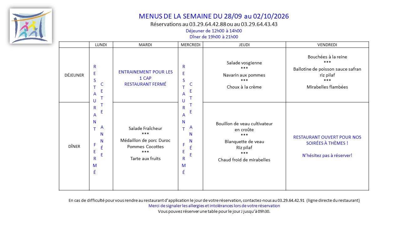 MENUS SEMAINE 40 2026 2 | Notre-Dame Saint-Joseph Restaurant d’application Mirecourt 2