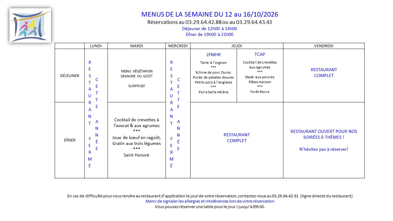 MENUS SEMAINE 42 2026 | Notre-Dame Saint-Joseph Restaurant d’application Épinal 4